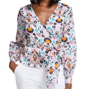 Boden Rosamund Wrap Top Shirt Carnival Floral Women’s 2